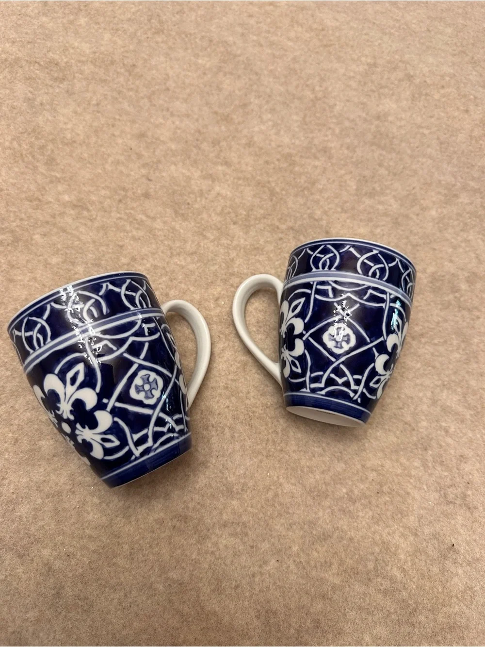 Target Home Catalina Medallion Cobalt Blue and White Porcelain Coffee Mugs Set